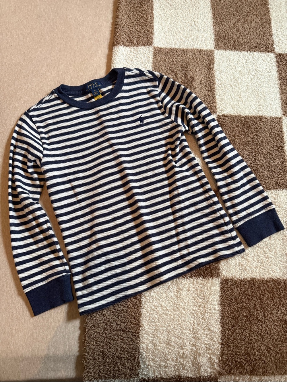 Polo by Ralph Lauren Navy & White Striped Long Sleeve Tee